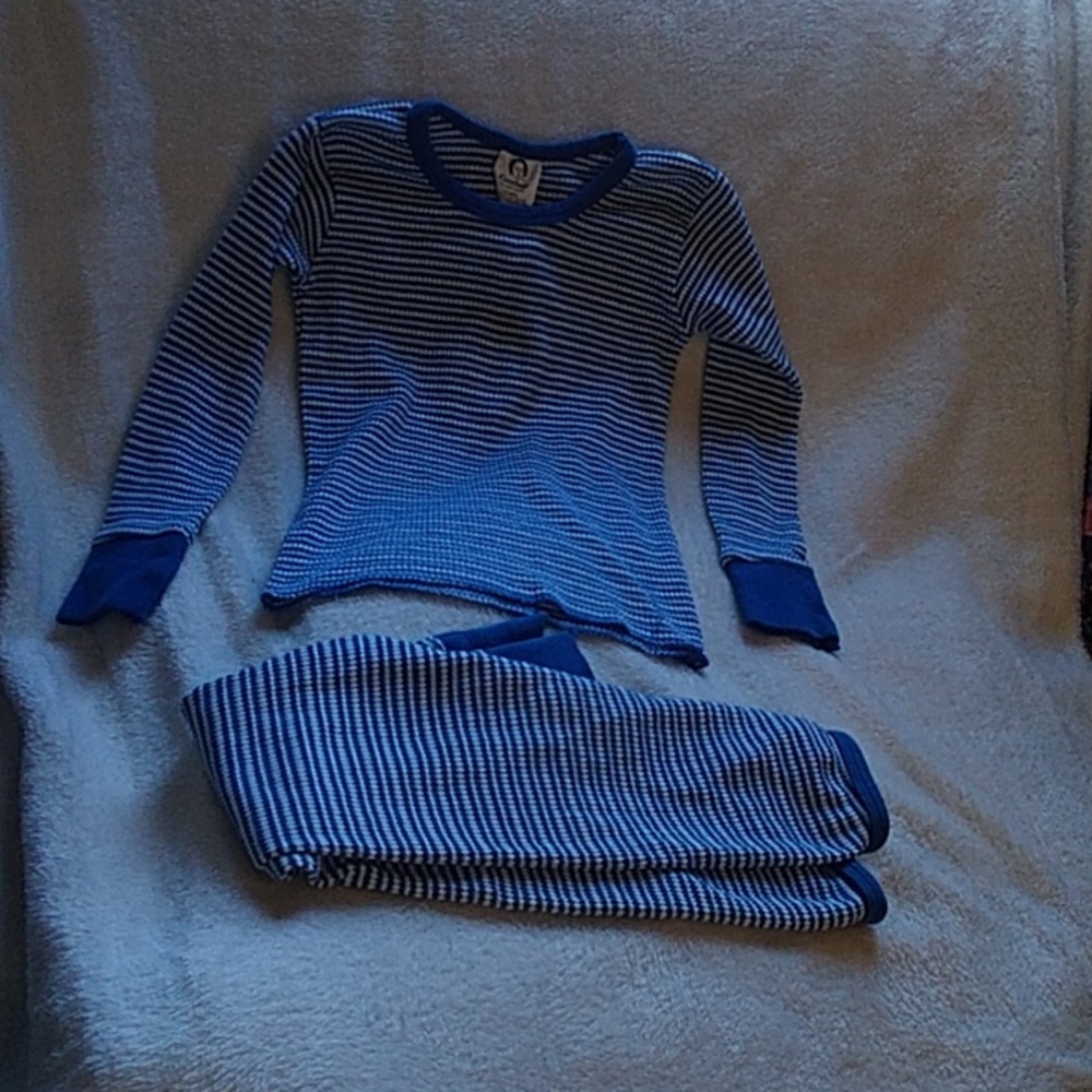 Girls Blue & White Striped Pajamas